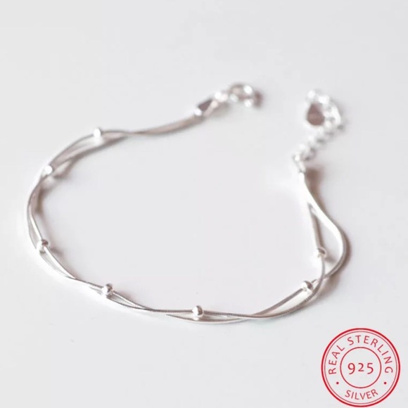 NEW! 925 Sterling Silver Double Chain Bracelet ! - Picture 1 of 13